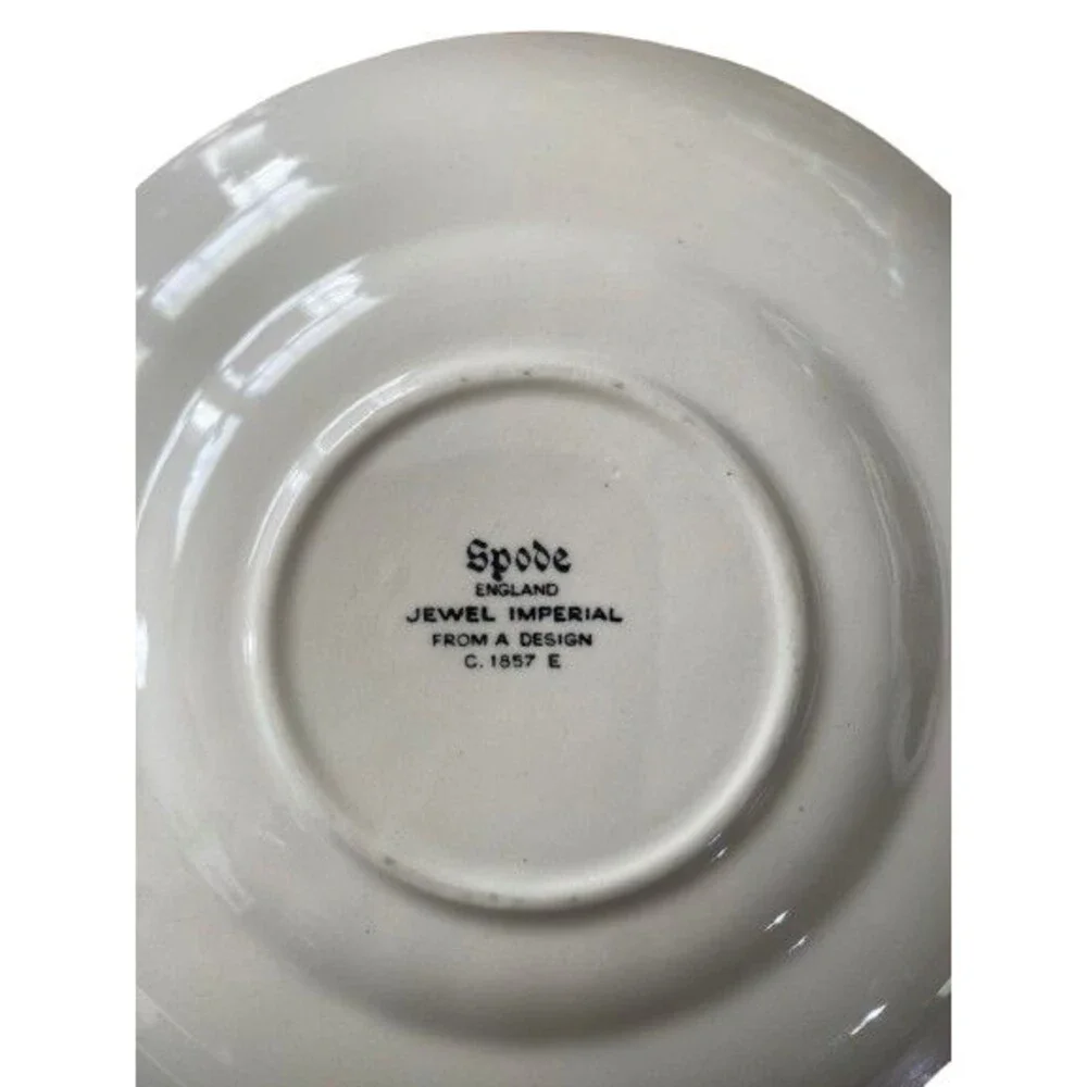 Rare Vintage Spode England Saucers Set of 2 Jewel Imperial From A Design Marked - Picture 3 of 8